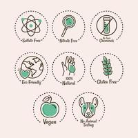 eight products labels icons vector