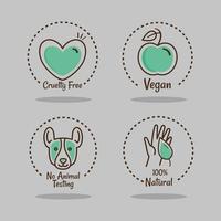 four products labels icons vector