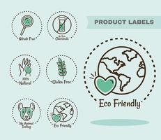 seven products labels icons vector