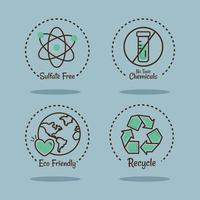 products labels four icons vector