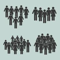 population silhouettes four icons vector