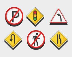 six traffic road signals vector