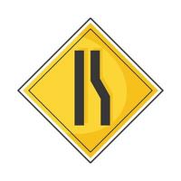 Road narrowing signal traffic vector