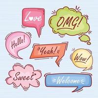 text balloons doodle seven icons vector