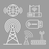 wireless signal six icons vector