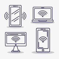four wireless signal icons vector