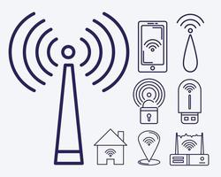 eight wireless signal icons vector