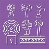 wireless six signal icons vector