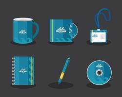 identidad marca seis iconos vector