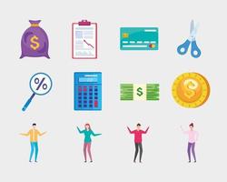 twelve financial management icons vector