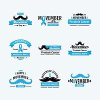 nine movember campaign emblems vector