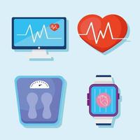 wearable health four monitors vector