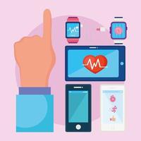 five wearable health monitors vector