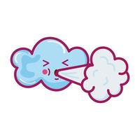 blowing cloud kawaii vector