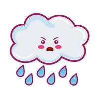 rainy cloud kawaii vector