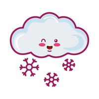 cloud snowing kawaii vector