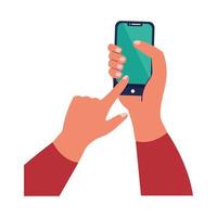 hands using smartphone vector