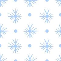 Seamless winter pattern with polka dots and snowflakes. Vector wrapping paper background