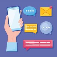 six messaging communication icons vector