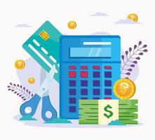 calculadora con gestión financiera vector