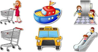 Random stickers with transportable vehicle objects vector