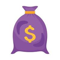 dinero bolsa morada vector