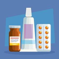 pills ,cream and pot vector