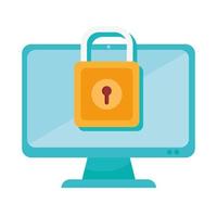 Cyber security padlock in computer vector