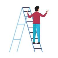 man on ladder with stick vector