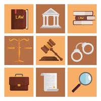 nine law and justice icons vector