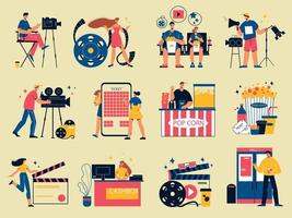 Cinema Color Icons Collection vector