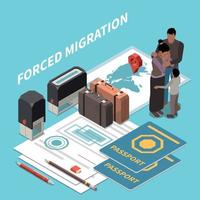 composición isométrica de la migración forzada vector