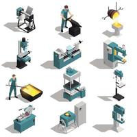 Metalworking People Isometric Set vector