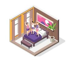 Pajama Party Isometric Composition vector