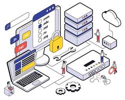 Web Hosting Isometric Concept vector