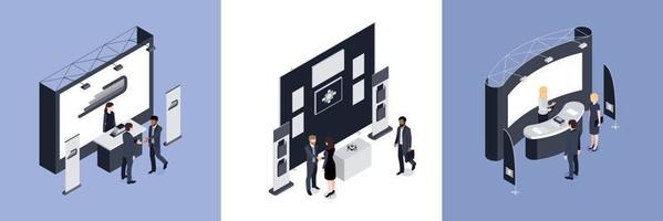 Expo Stand Isometric Design Concept vector