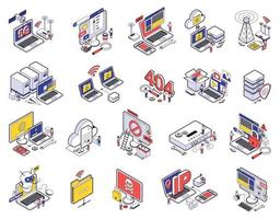 Web Hosting Isometric Icon Set vector