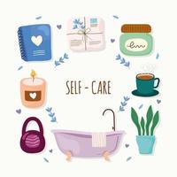 Self care lifestyle icons vector