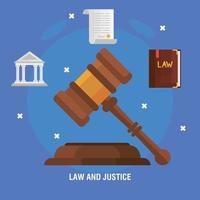 justice icons and gavel vector