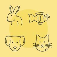 four pets icons vector