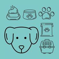 six pets icons vector