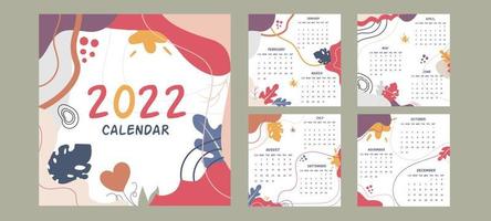 Calender 2022 with Abstract Floral Concept vector