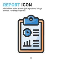 Report icon vector with outline color style isolated on white background. Vector illustration result sign symbol icon concept for digital business, finance, industry, company, apps, web and project