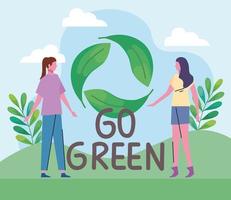 girls and go green lettering vector