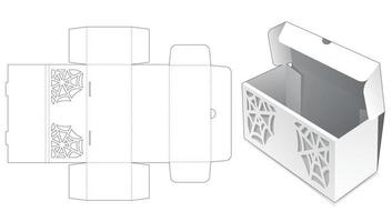 Folding packaging with stenciled spider web die cut template vector