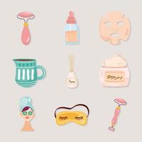 nine home spa icons vector