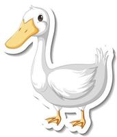 Sticker template with a white duck cartoon character isolated vector