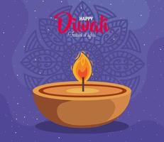 vela de celebración de diwali vector