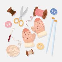 knitting icons with needles vector