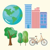 five urban city icons vector